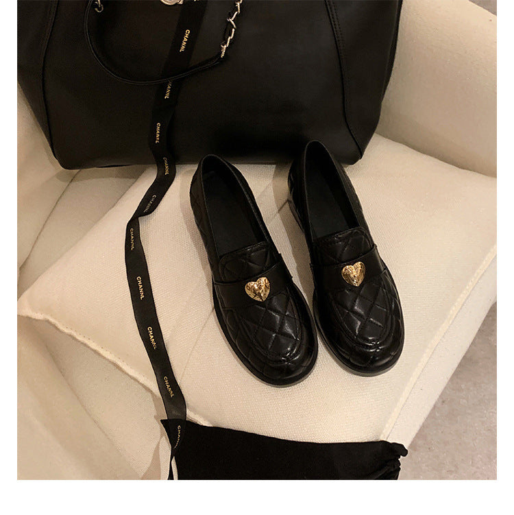 Dame Steppede Læder Loafers-Mules med Hjerte-Accent Stilla