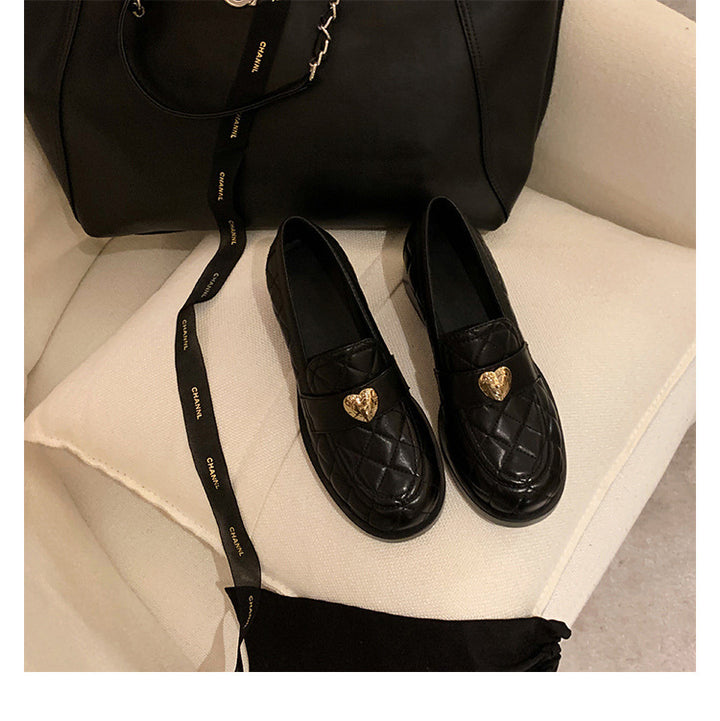 Dame Steppede Læder Loafers-Mules med Hjerte-Accent Stilla