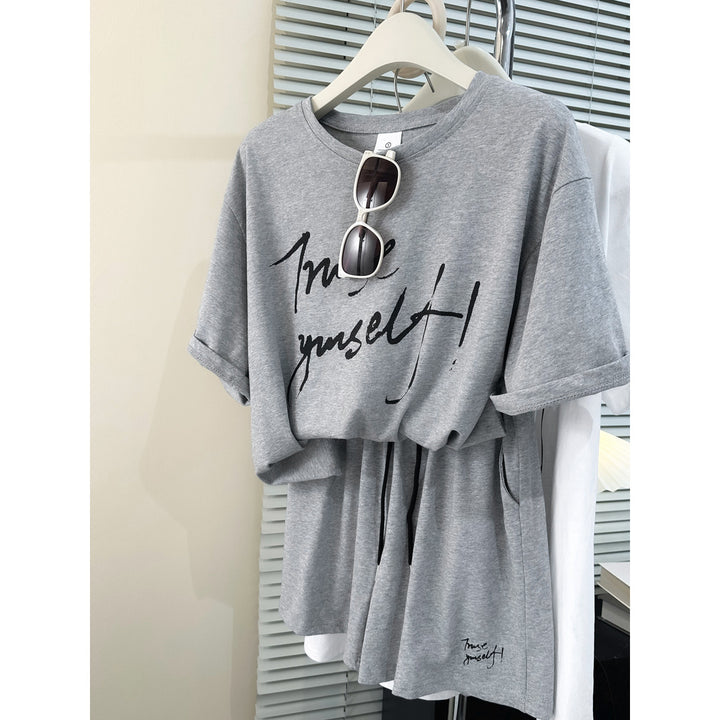 Dame Oversized Grafik-T-shirt med kreativt print Stilla