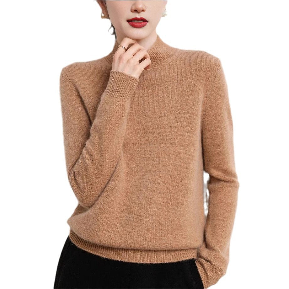 Kvinders cashmere-lignende pullover med høj hals og smalle ærmer Stilla