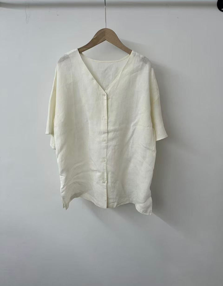 Femme Relaxed Fit Button-Up Linned skjorte Stilla