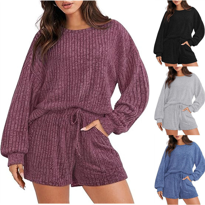 Dame Behageligt Strik-Loungewear-Sæt med løs pasform Stilla