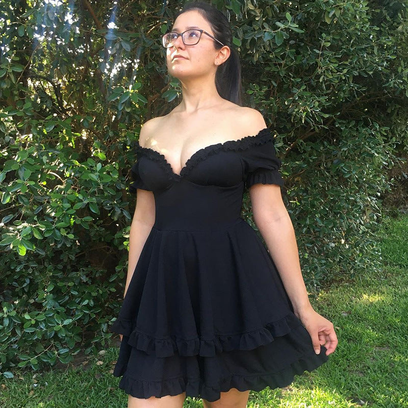 Dame Off-Shoulder Rynkekant Kjole Stilla