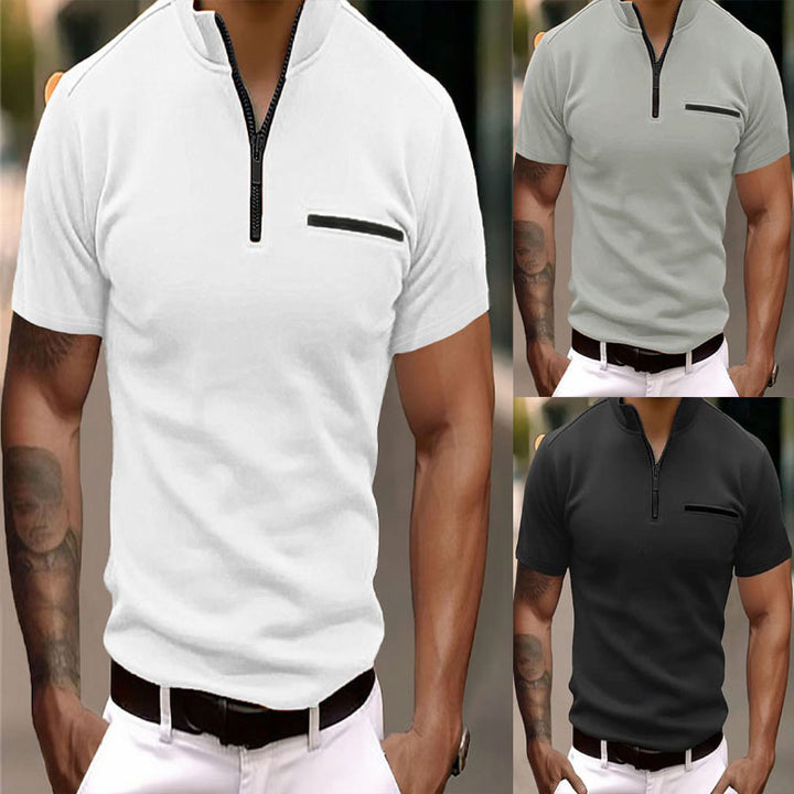 Herrer Korte Ærmer Polo T-Shirt med Lynlås Stilla