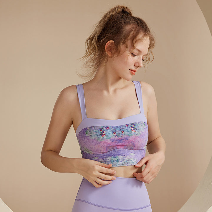 Dame Sport Crop-Top med blomsterdesign og brede stropper Stilla
