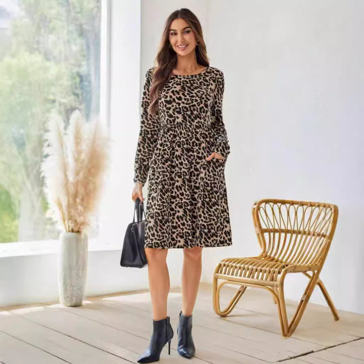 Dame fritidkjole med leopardmønster Stilla