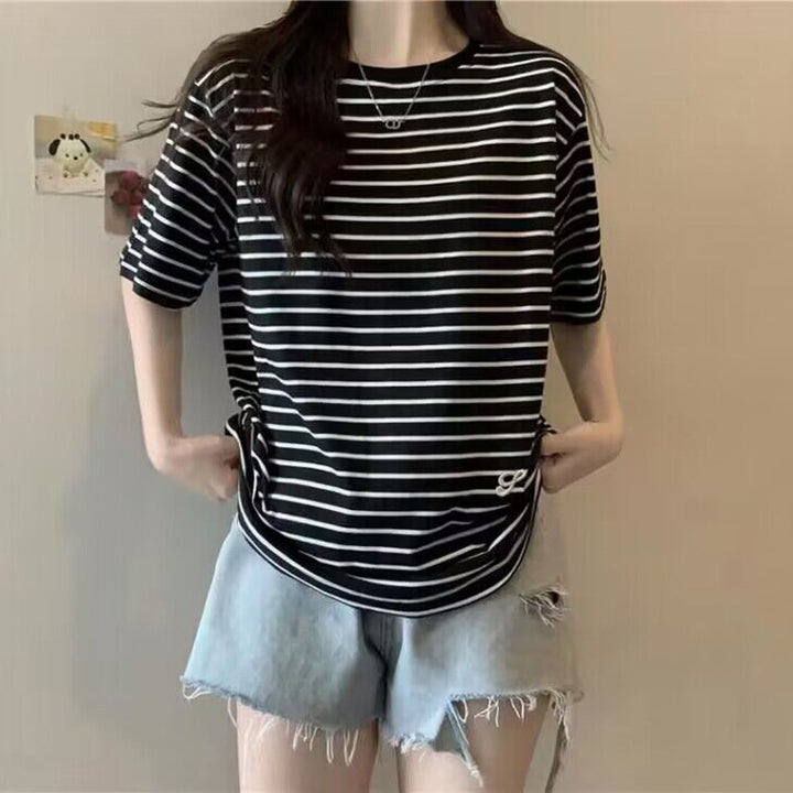 Femme Afslappet Pasform Stribet T-Shirt Stilla