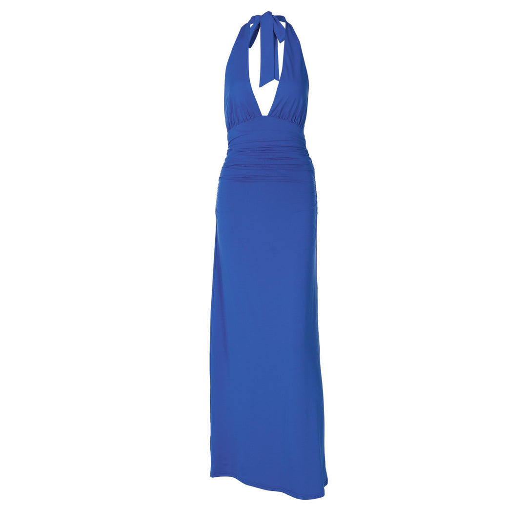 Damer Halter-Maxikjole med elegant drapering Skovae