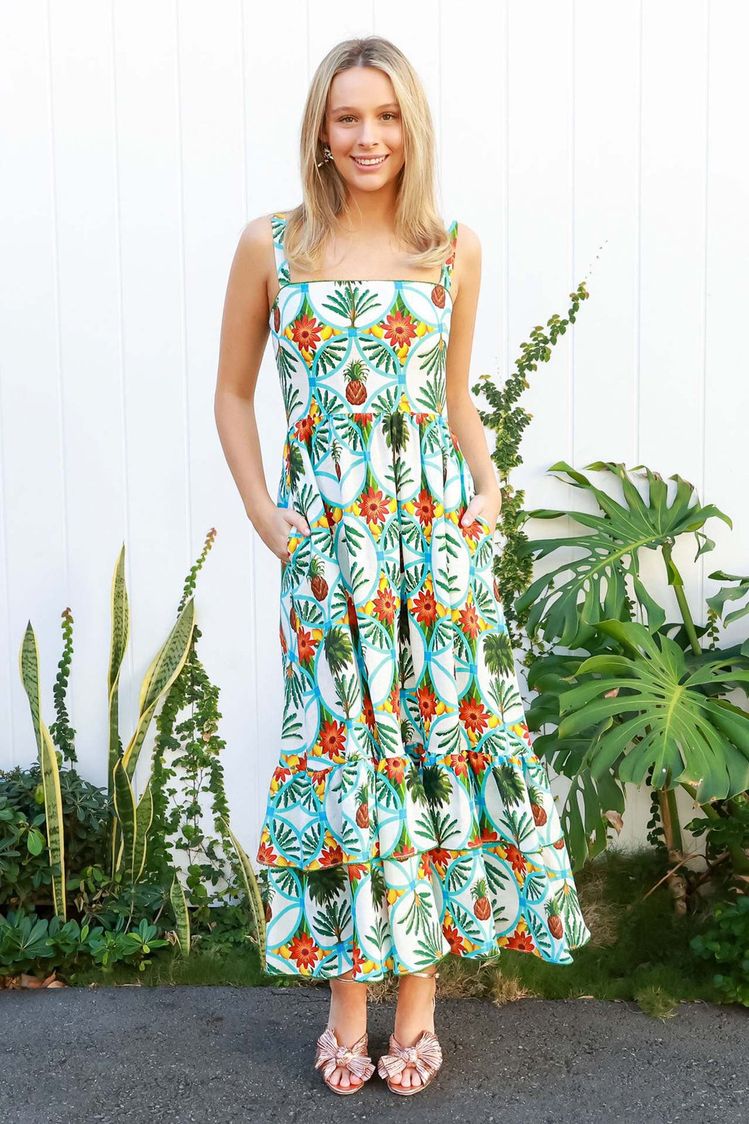 Dame Maxikjole med blomsterprint Stilla