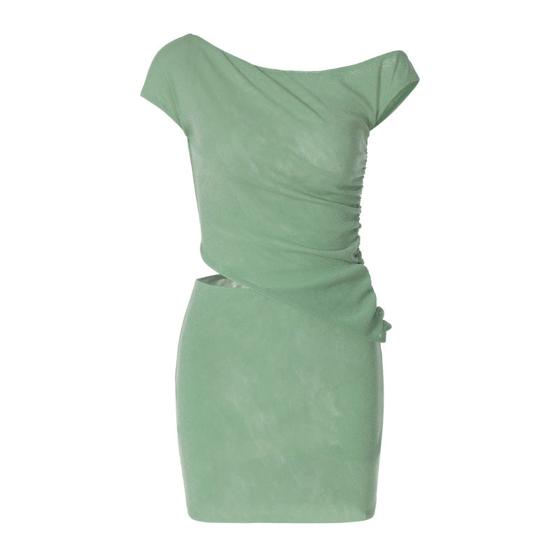 Dame Elegant V wrap kjole med asymmetrisk overdel og raffinerede draperinger Stilla