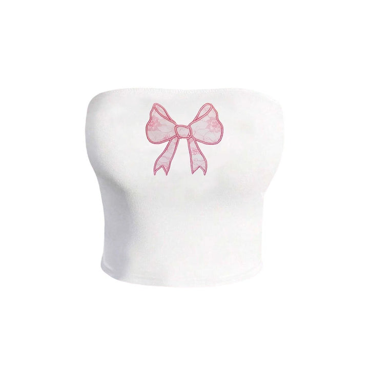 Dame Bandeau-top med elegant blondermotiv Skovae