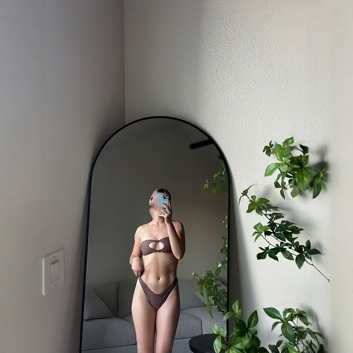 Dame Bandeau-Bikini med høj benudsigt og diskret rynkning Skovae