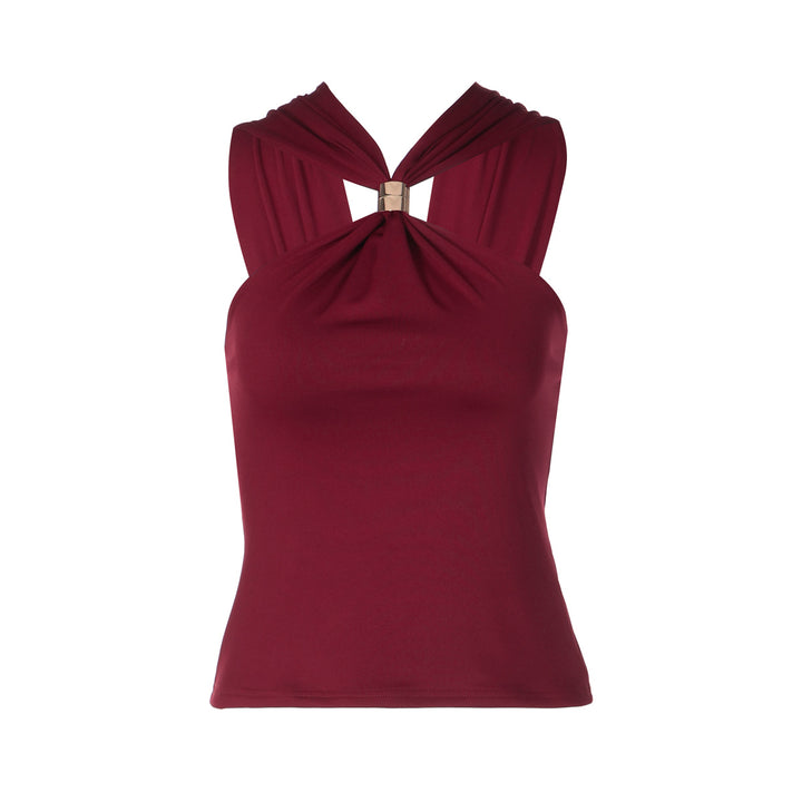 Dame Elegant Crop-top med innovativt halterdesign Skovae
