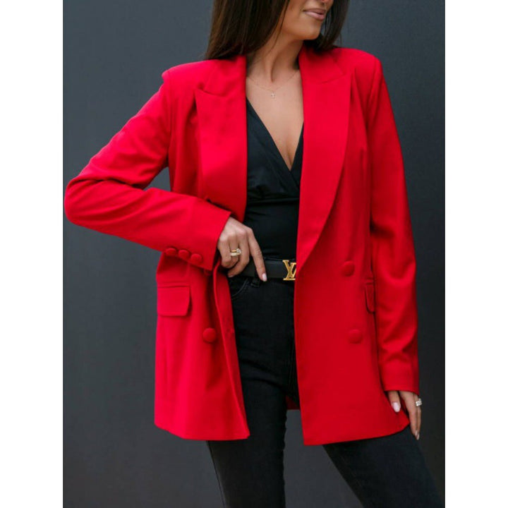 Kvinders elegante oversized blazer med dobbeltradet knaplukning og silkeagtig finish Stilla