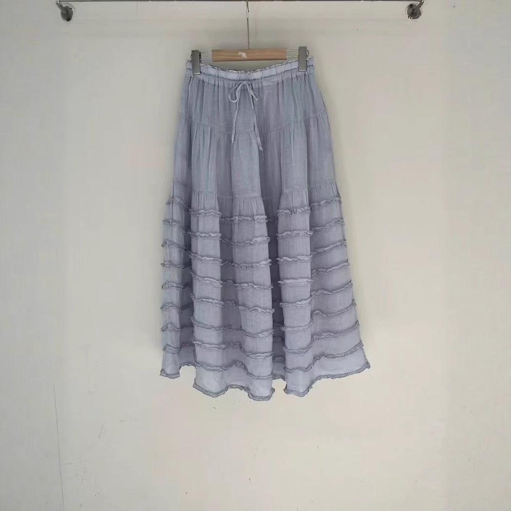 Femme Bohemian lagdelt maxi-nederdel med elastisk talje Stilla