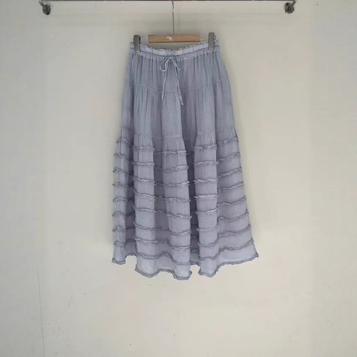 Femme Bohemian lagdelt maxi-nederdel med elastisk talje Stilla