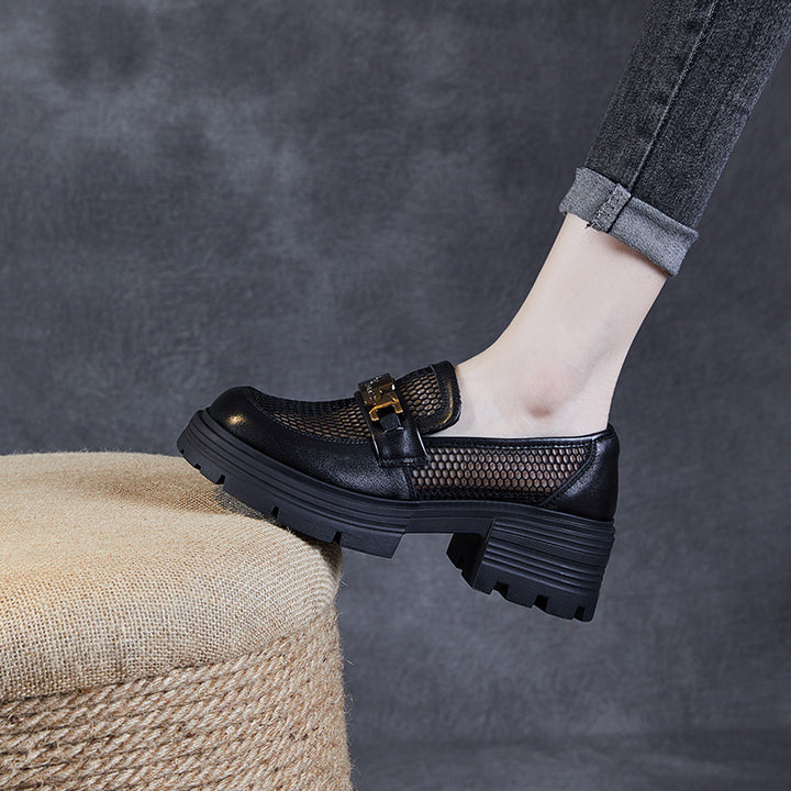 Dame Chic Netdetalje Slippers med Chunky-Sål Stilla