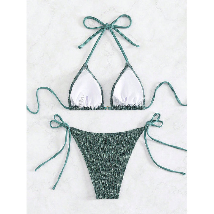 Dame Triangel-Bikini med justerbare sløjfer og skinnende stof Skovae
