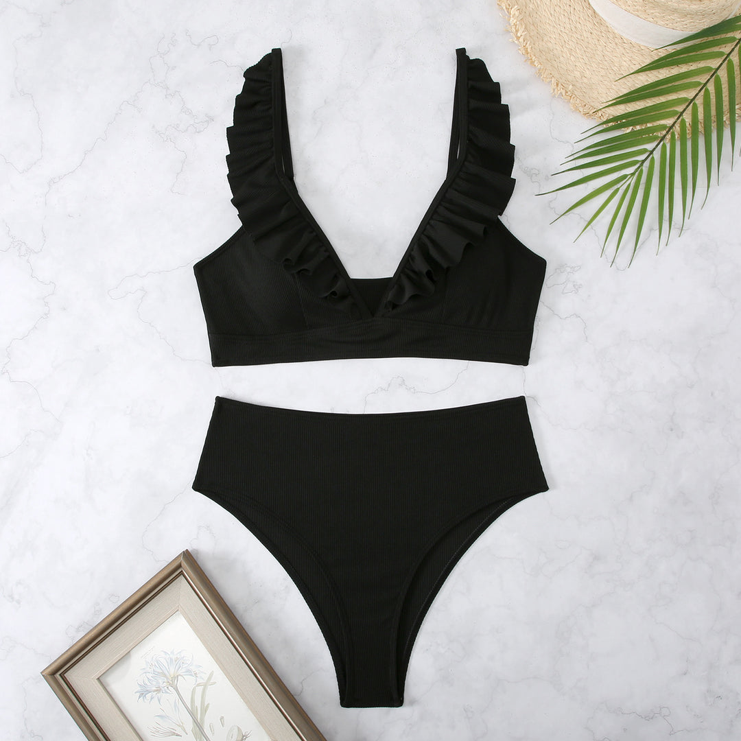 Kvinder Rynket Bralette Højtaljet Bikini Sæt Stilla