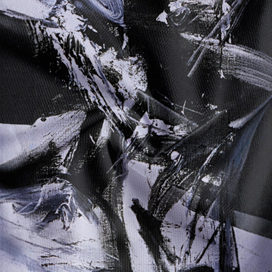 Herrer polo t-shirt med kunstnerisk penselstrøgsdesign Stilla