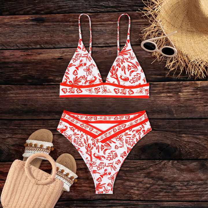 Damebikini med blomsterdesign og sportslig snit Skovae