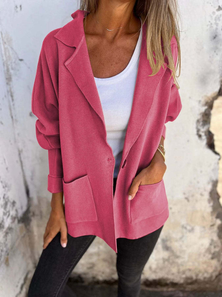 Dame Elegant Oversized Blazer med afslappet snit og praktiske lommer Stilla