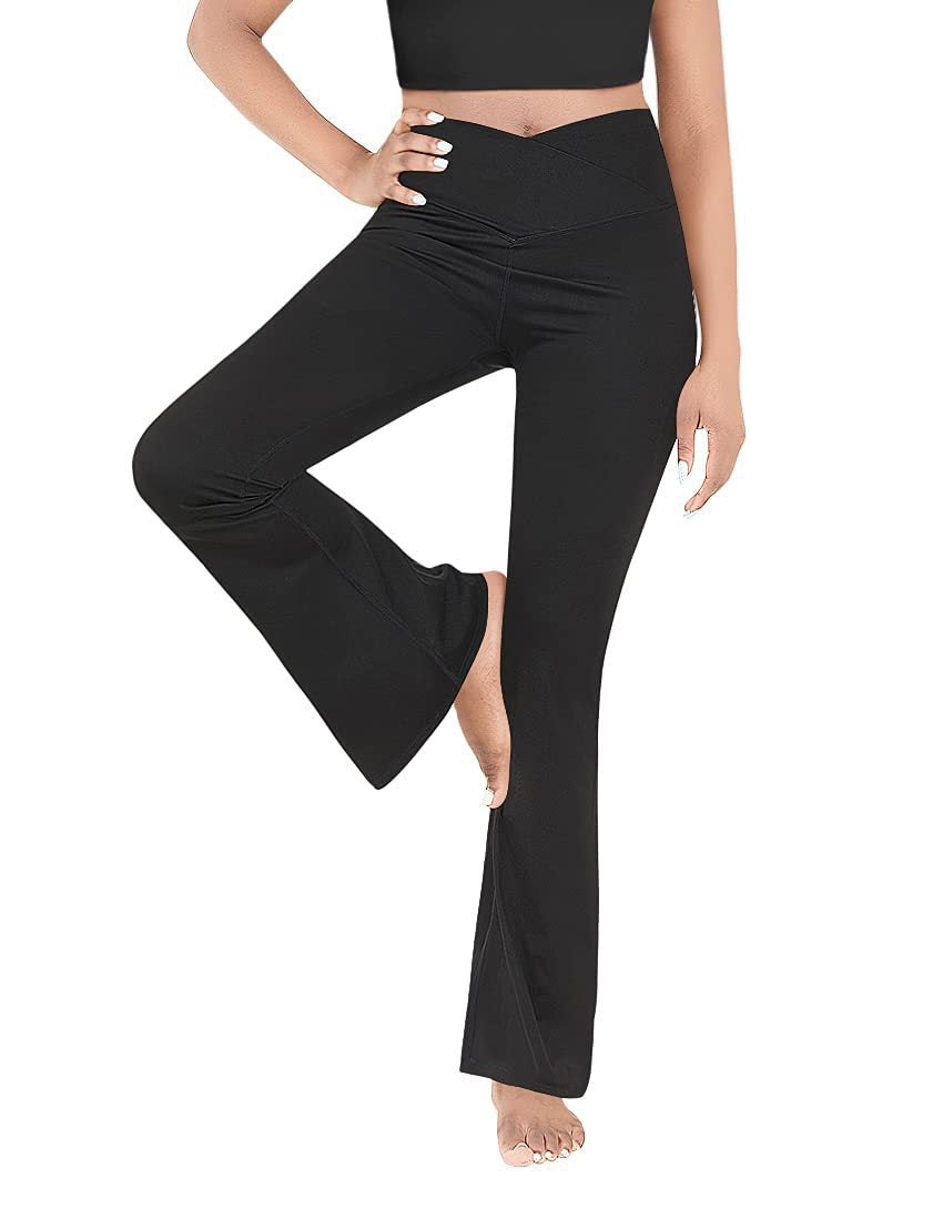 Dame afslappede Bootcut-leggings med høj talje og åndbart materiale Skovae