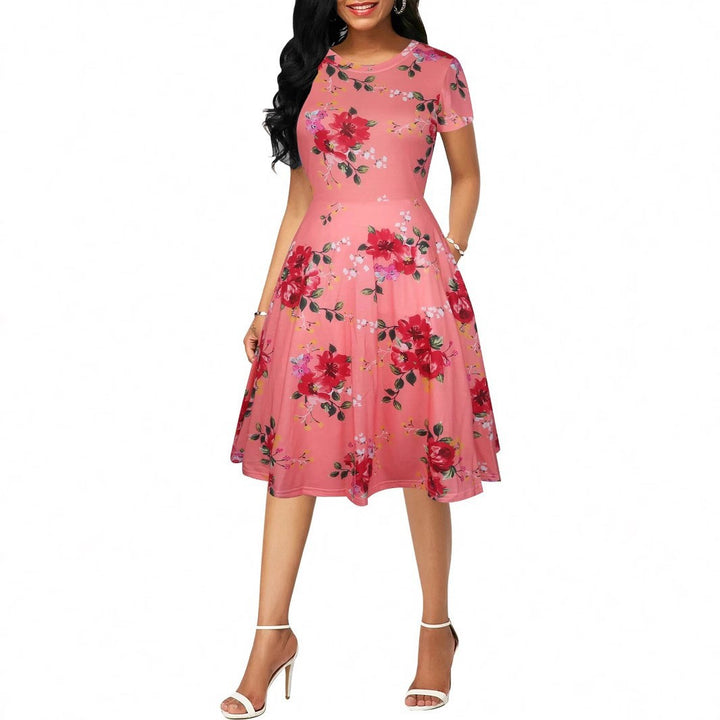 Dame Floral Elegant A-Linje Kjole Stilla