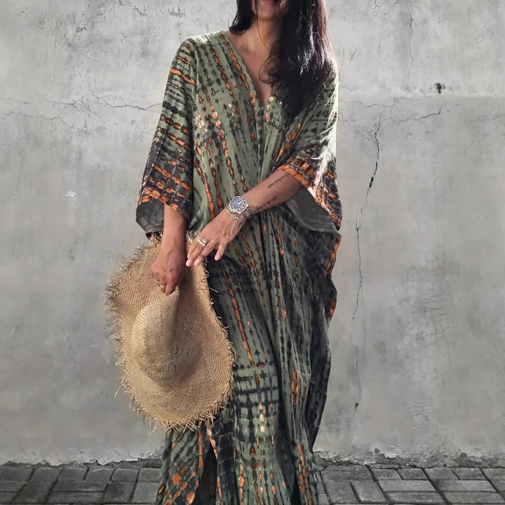 Dame Kaftan Kjole med moderne Aloha-mønster og luftig pasform Stilla