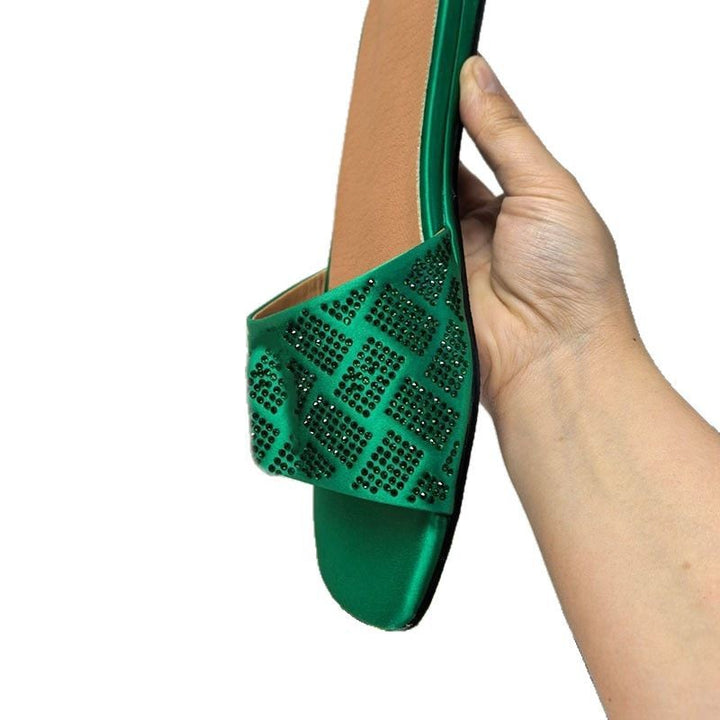 Femme med strass dekorerede slide sandaler Stilla