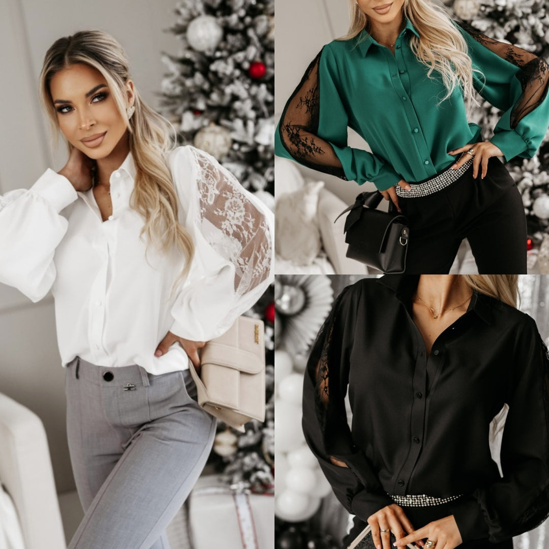 Dame Elegant Spidsærmet Bluse Stilla