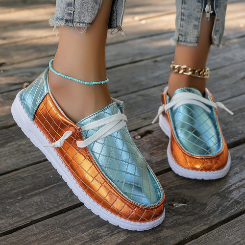Damer mode fritidssneakers med glittrende overmateriale og raffineret dekorativ stikning Stilla