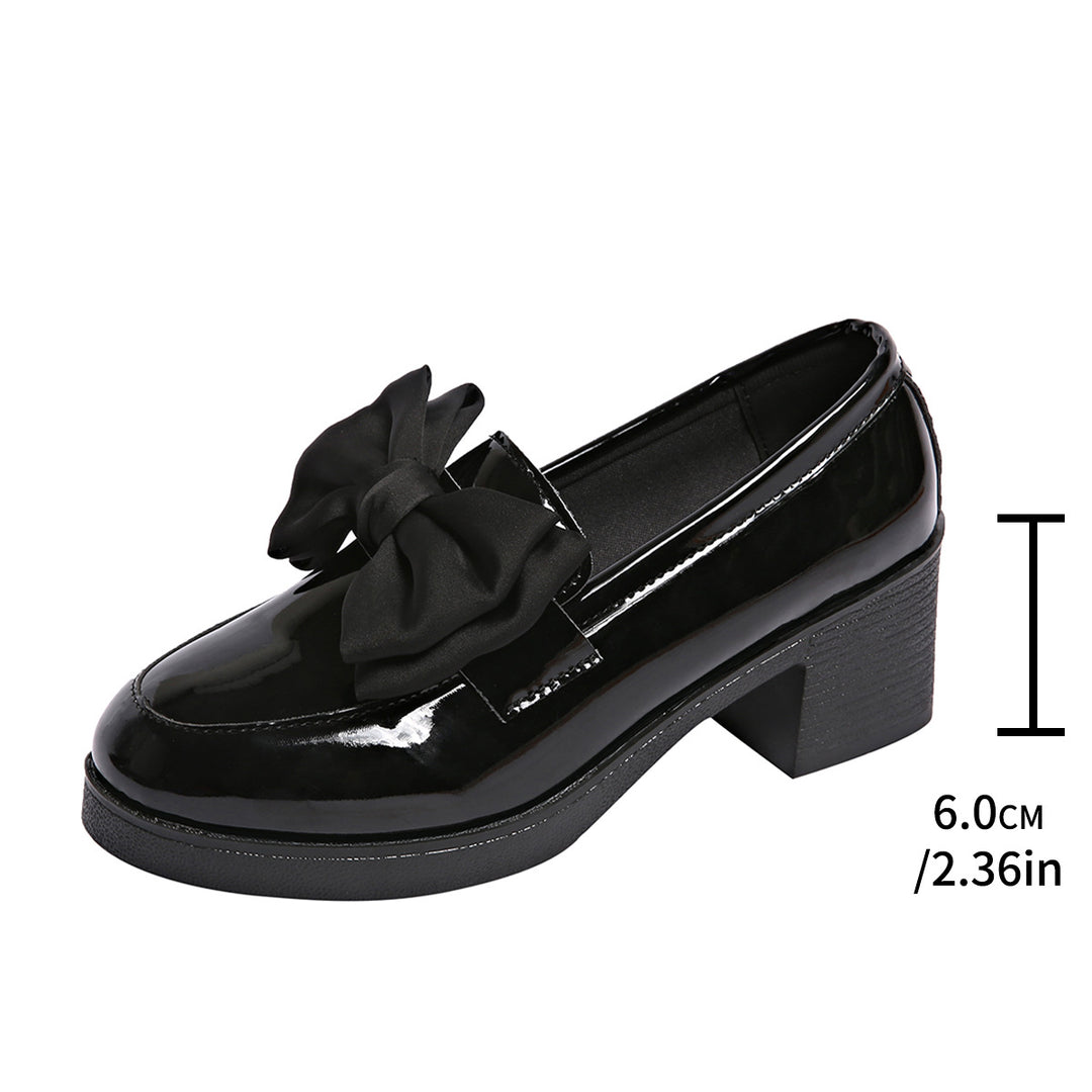 Damer elegante Slippers med dekorativt sløjfe-design og robust blokhæl Stilla