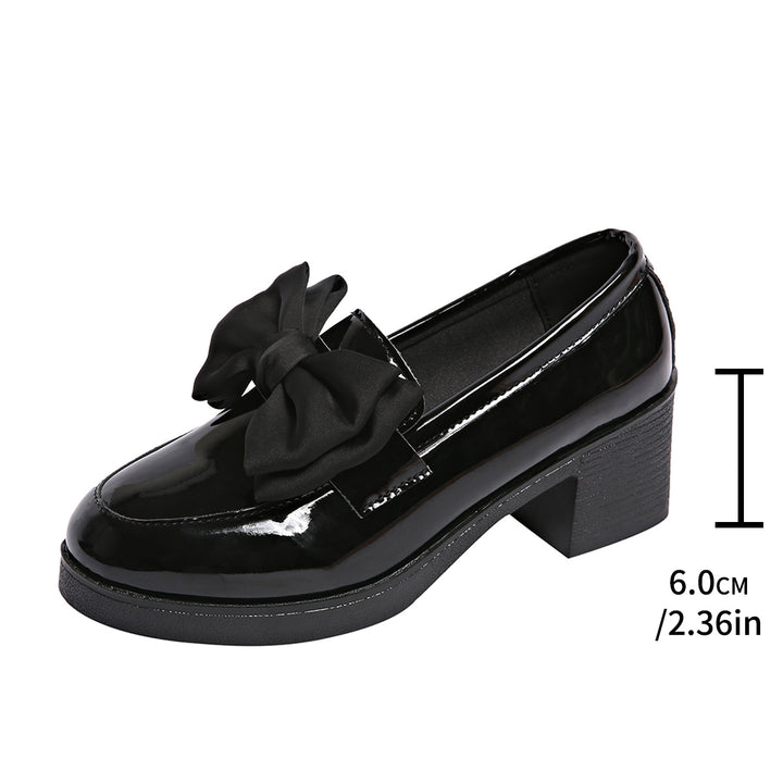 Damer elegante Slippers med dekorativt sløjfe-design og robust blokhæl Stilla
