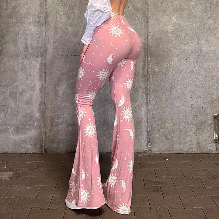 Femme Sol og Måne Tryk Udstillede Leggings Stilla