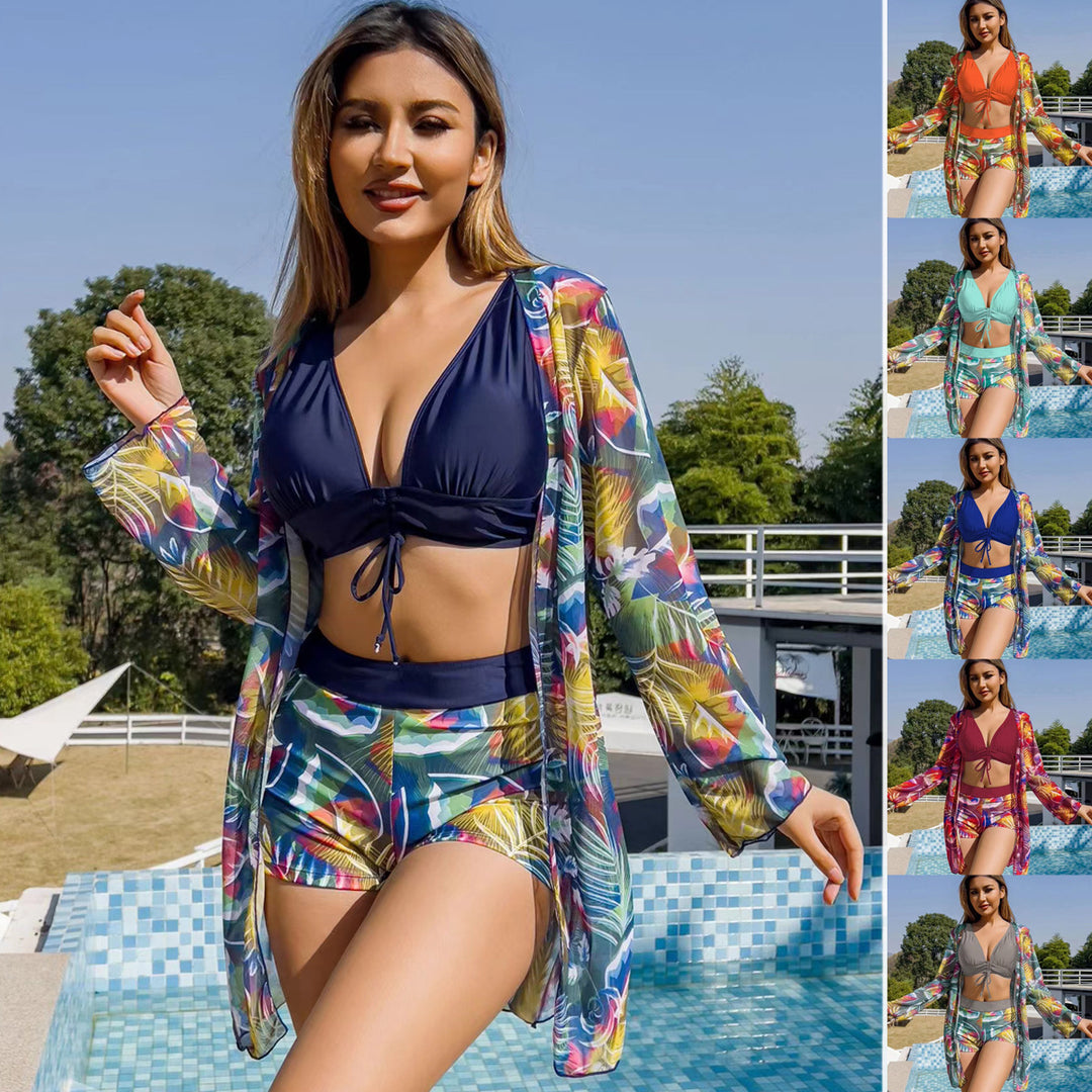 Dame bikinisæt med stilfuld kimono og høj talje Stilla