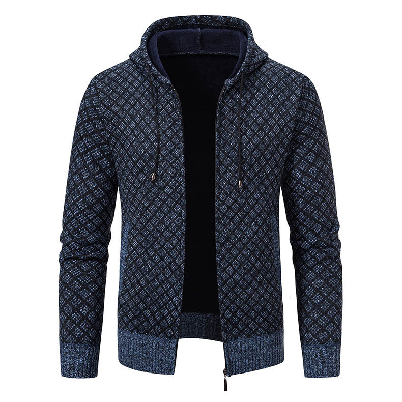 Herrer Textureret Zip-Up Hoodie med mønsterdesign Stilla