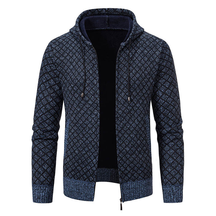 Herrer Textureret Zip-Up Hoodie med mønsterdesign Stilla