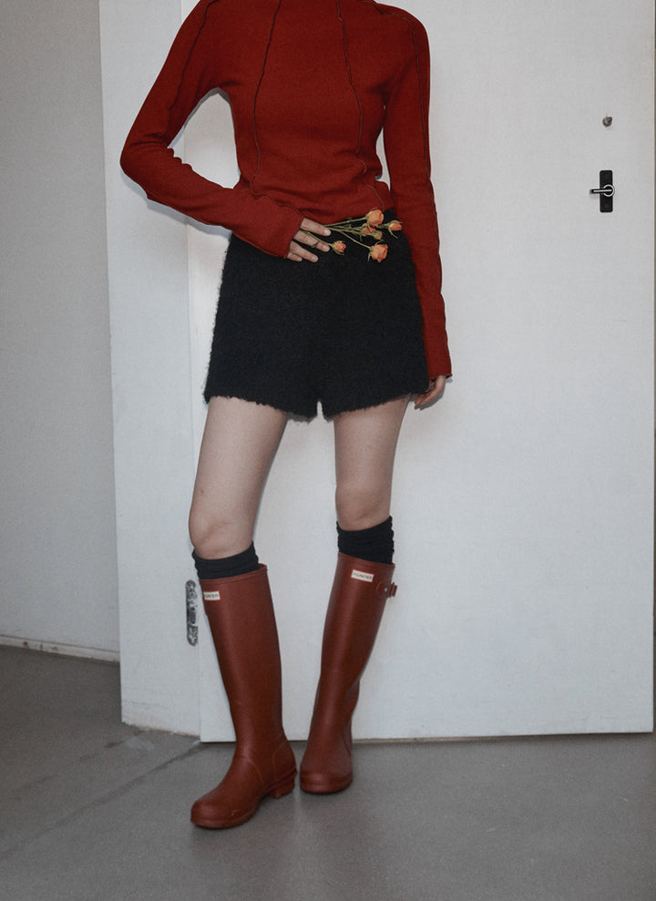 Dame V-hals oversized pullover med struktureret mønster Stilla