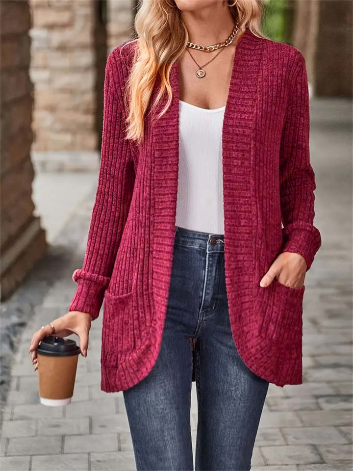 Dame Langærmet Strikcardigan med asymmetrisk Snit Stilla