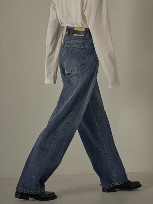 Dame bredskårne jeans med høj talje og elegant taljehåndværk Stilla