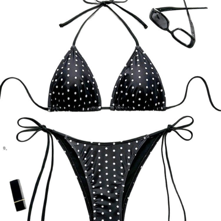 Dame triangel-bikini med justerbare stropper og trendy leomønster Skovae
