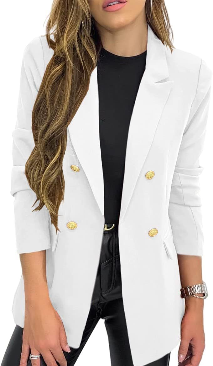 Dame elegant blazer med dobbelt knaplukning og struktureret snit Stilla