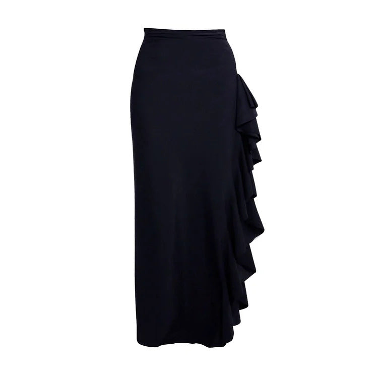 Dame badedragt med moderne off-shoulder design og elegant ruffles maxiskirt Skovae