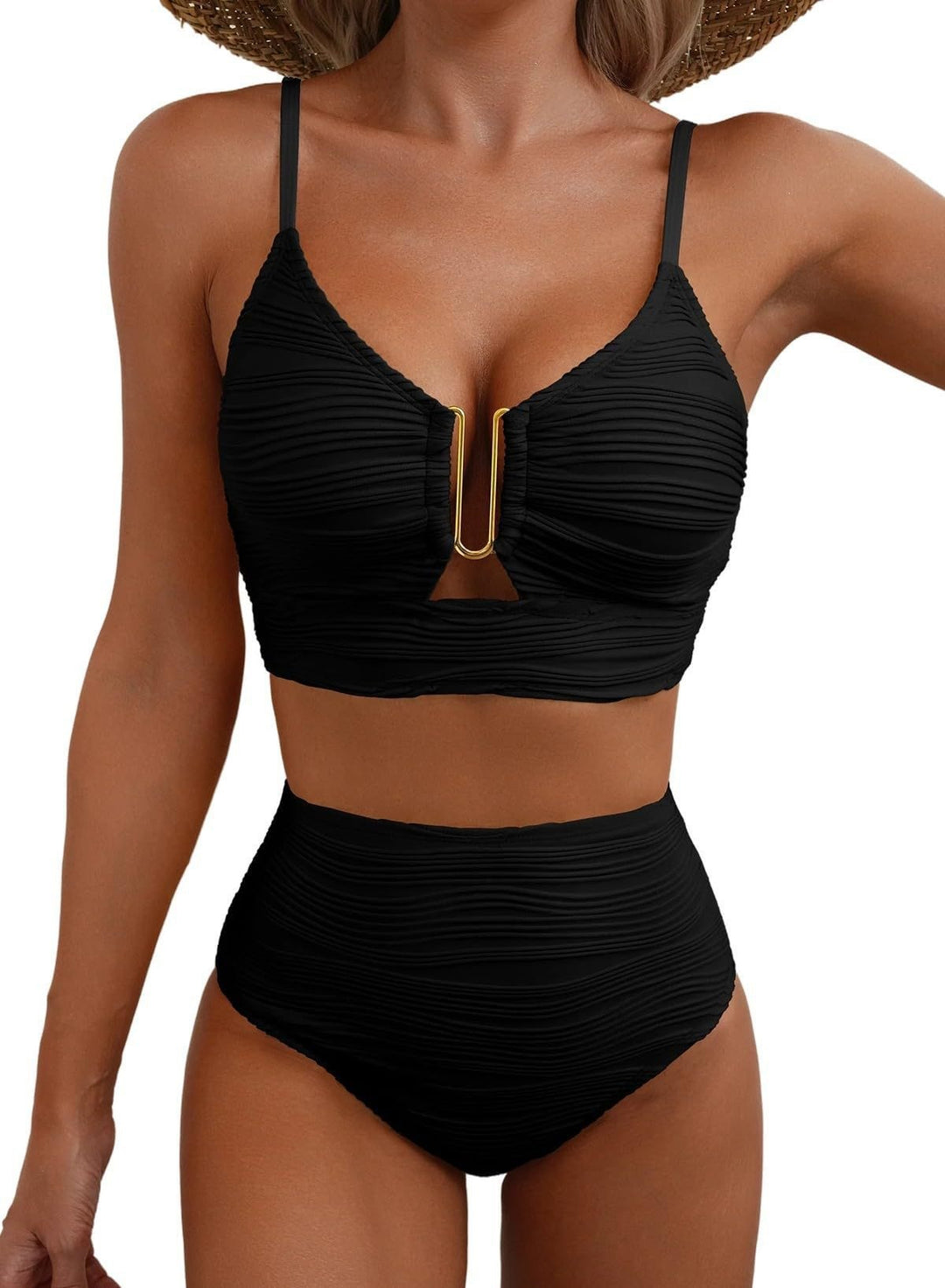 Dame Højskåren Bikini med Rynker Skovae