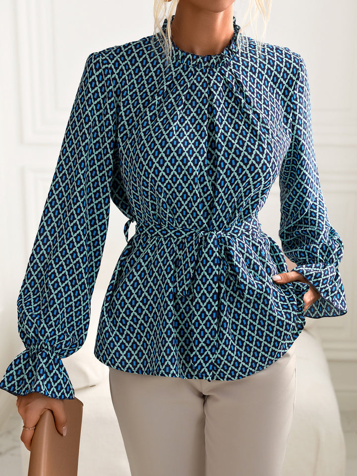 Dame festlig bluse med moderne geometrisk mønster Stilla