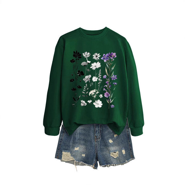 Kvinders sweatshirt med blomster grafikdesign og blødt inderfor Stilla
