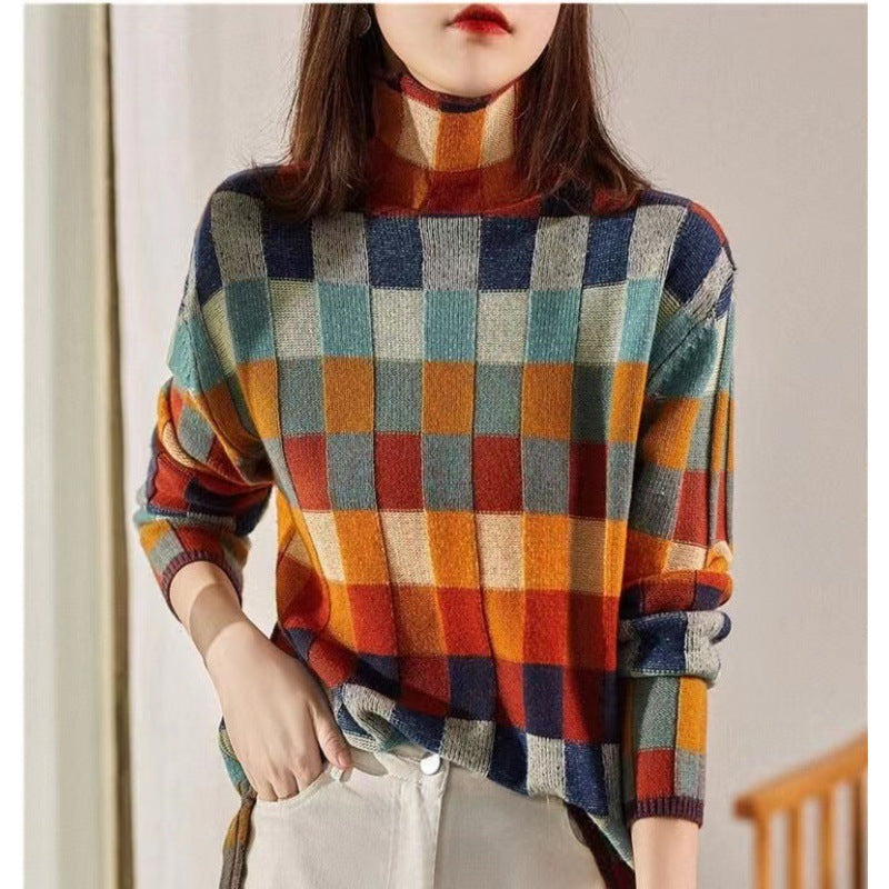 Dame afslappet sweater med høj krave Stilla