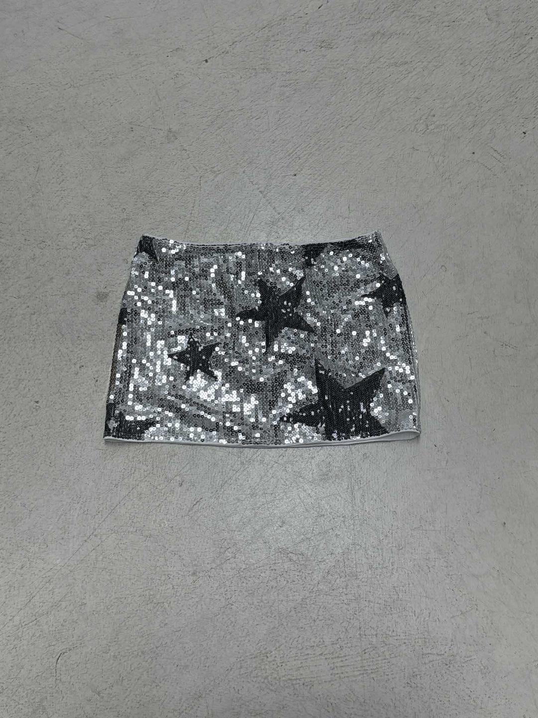 Dame Glitrende Mini Skirt med Stjerner og Funklende Pailletter Skovae