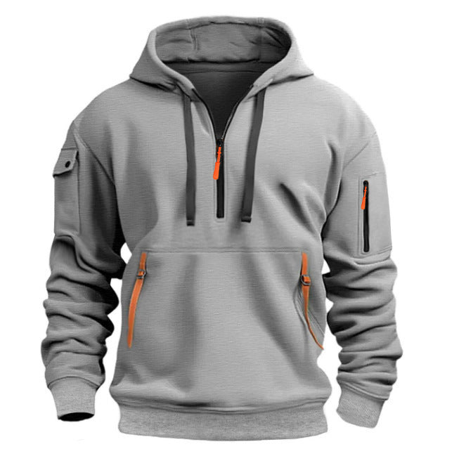 Herre hoodie med praktiske lynlåslommer Skovae